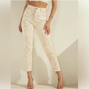 Guess BUNDLE(2) marble print mom jeans & matching marble print denim vest sz 27